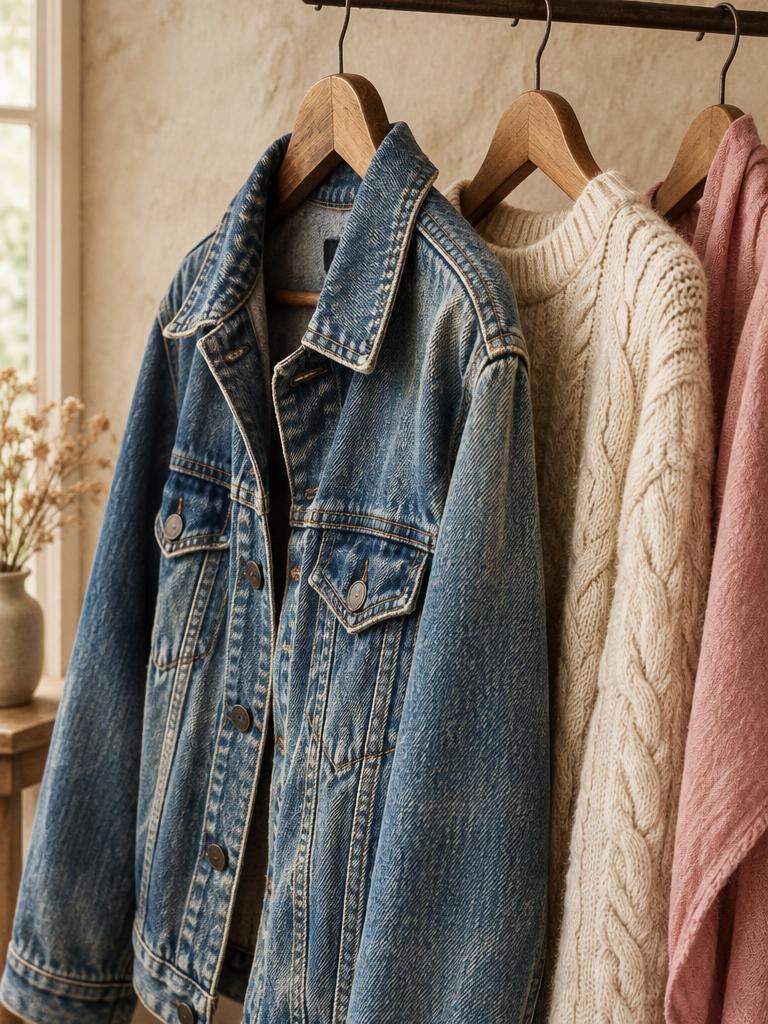 Vintage denim and textured knitwear
